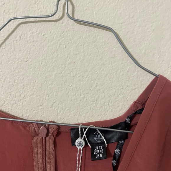 NWT Missguided Long Sleeve Cross Over  Mini Dress Pink Rust Formal Party Sz 8 - Picture 8 of 11